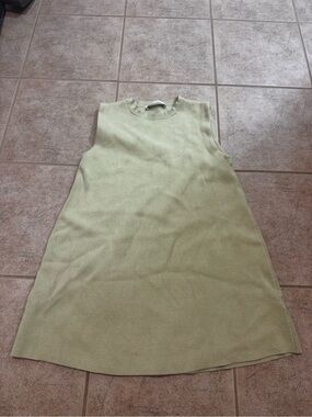 Zara Light Olive Sleeveless Knit Mini Dress